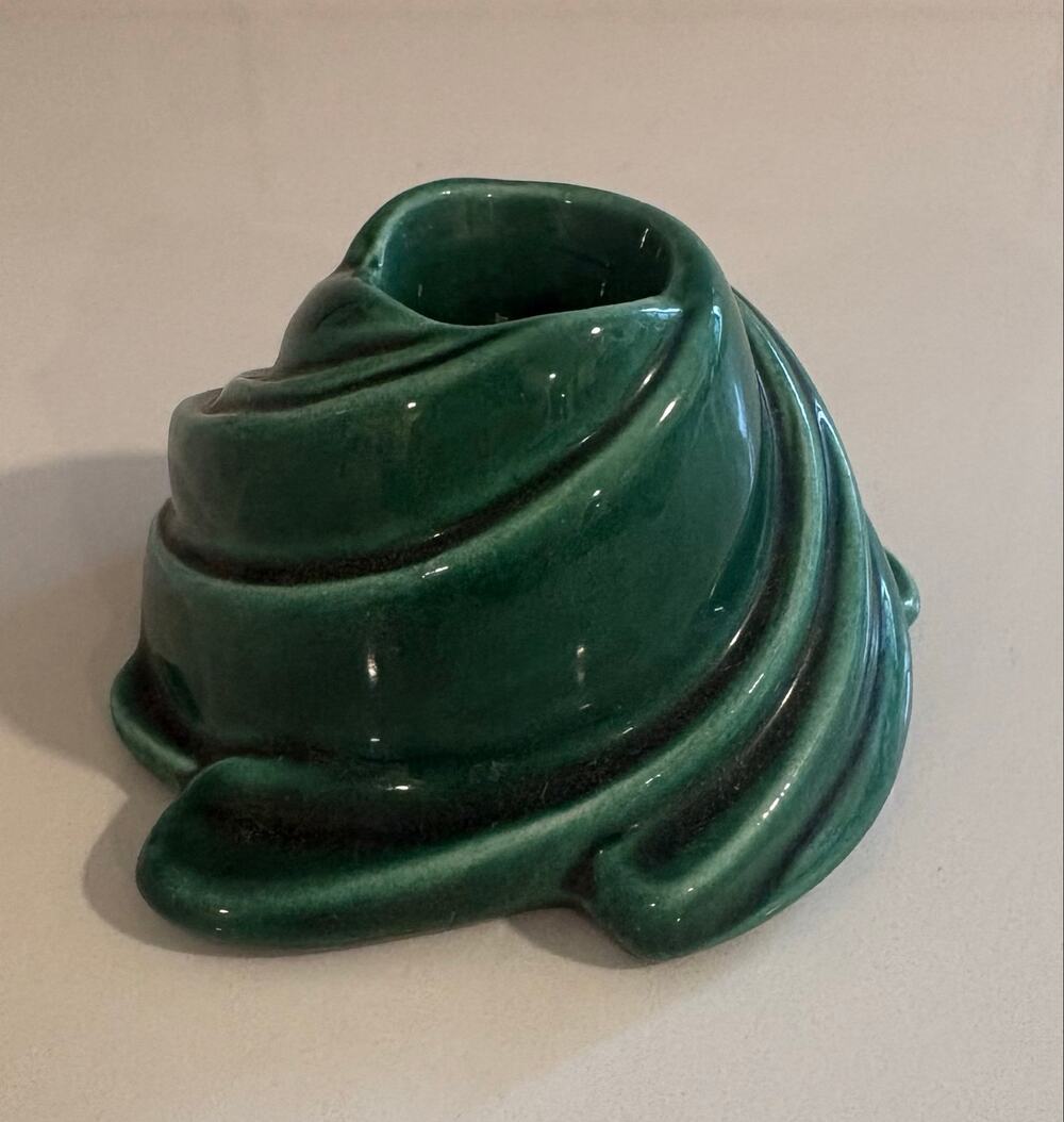Claire Lerner Emerald Green Swirl Ceramic Candlestick Holder